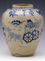 Lot 324 - Chinese provincial or Korean blue and white vase.