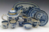 Lot 328 - Chinese export porcelain teapot, two cream boats