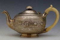 Lot 347 - George III silver tea pot.