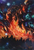 Lot 384 - David Wilde, Remembering the Levenshulme Bonfire when someone threw a rip-rap!, acrylic.
