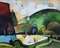 Lot 386 - Geoffrey Key, River & Trees II, oil.