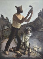 Lot 388 - B. Barlow, Canal Nightmare, oil on canvas.