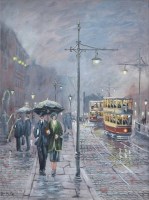 Lot 400 - Bernard McMullen, Piccadilly Gardens, Manchester, acrylic.
