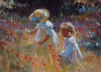 Lot 402 - Dianne Flynn, Sisters in Summertime, acrylic.