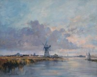 Lot 407 - Ivan Taylor, Thurne Windpump, Norfolk, oil.