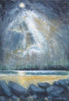 Lot 413 - Wilf Roberts, Sun above Trearddur, oil.