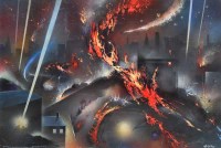 Lot 421 - David Wilde, How the Flames danced, acrylic.