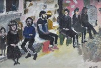 Lot 423 - Fred Yates, Lovers Sitting, oil.