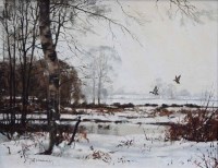 Lot 428 - W.R. Jennings, Mallard in Winter, oil.