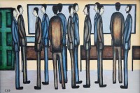 Lot 431 - Christopher E. Barrow, The Train Platform, oil.