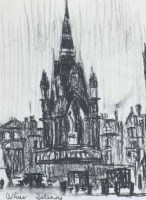 Lot 448 - Arthur Delaney, Albert Square, Manchester, charcoal.