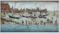 Lot 466 - After L.S. Lowry, The Beach, Deal, signed print.