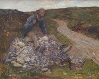 Lot 473 - Mark Senior, The Stone Breaker, oil on canvas.
