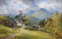 Lot 485 - George Turner, A Welsh Cottage, oil.