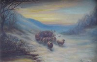 Lot 488 - Herbert St. John Jones, Sheep in winter landscape, oil.