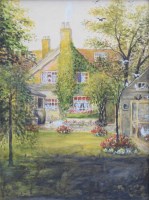 Lot 498 - Herbert St. John Jones, Cottage garden scene with chicken coop, watercolour.