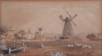Lot 502 - Attributed to Peter de Wint, Rural scene with windmill, ink and wash.