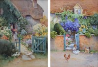 Lot 506 - G.F. Nicholls, Cottage scenes, watercolour (2).
