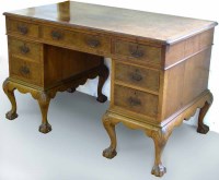 Lot 537 - Walnut twin-pedestal desk.