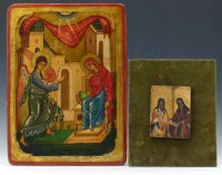 Lot 5 - Small Greek icon of two saints and a Bulgarian