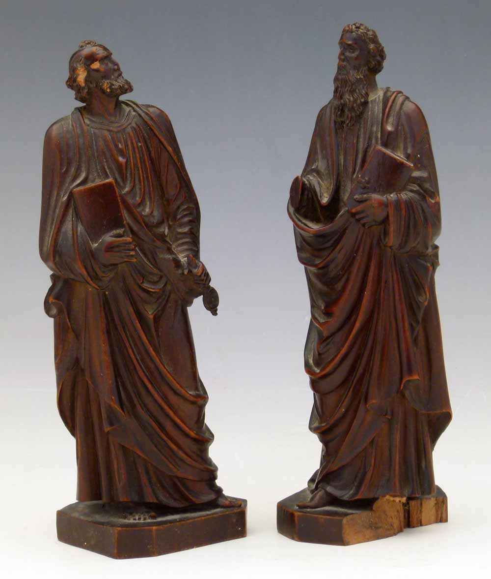 Lot 7 Pair of small wooden carved biblical figures.