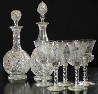 Lot 76 - Five Webbs wine glasses, and two decanters