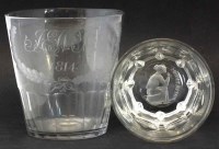 Lot 79 - Two glass tumblers, one with engraved base