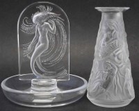 Lot 85 - Lalique pin tray and scent bottle base.