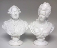 Lot 126 - Pair of glazed procelain continental busts of