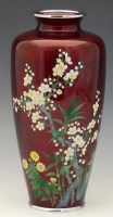 Lot 240 - Japanese ginbari red vase.