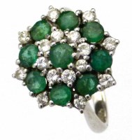 Lot 287 - Diamond and emerald cluster ring.