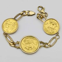 Lot 289 - 9ct gold bracelet set with a Victoria 1894