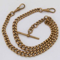 Lot 317 - 9ct gold graduated double Albert watch chain