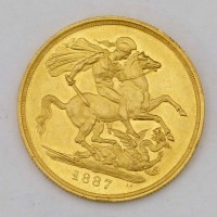 Lot 331 - Victoria 1887 gold double sovereign, EF