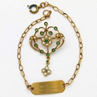 Lot 338 - Edwardian style 9ct gold emerald and seed pearl