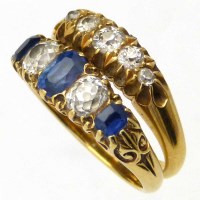 Lot 346 - Sapphire and diamond ring and a five-stone