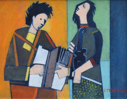 Lot 400 - Peter Stanaway, Fine Gal You Are (The Dubliners), oil.