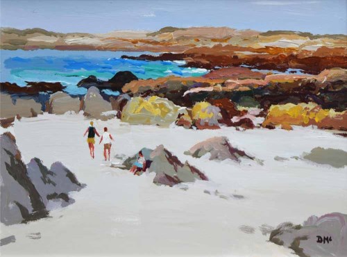 Lot 431 - Donald McIntyre, Rocks and Sand, Iona, acrylic.