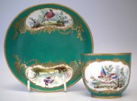 Lot 73 - Sevres cup and saucer, green.