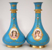 Lot 85 - Pair of blue ground porcelain Coalport vases.