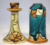 Lot 101 - Minton secessionist candlestick and a vase.