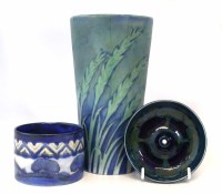 Lot 107 - Moorcroft Waying corn vase and two small dishes.