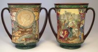 Lot 117 - Pair of Royal Doulton George IV and Elizabeth loving cup.