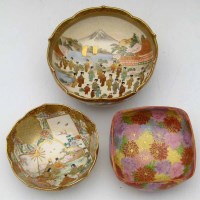 Lot 135 - Three Satsuma bowls, Meiji - Taisho period.