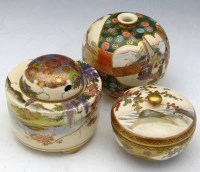 Lot 137 - Satsuma cylindrical jar and cover; bowl and