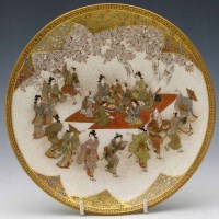 Lot 144 - Satsuma dish painted with dancers