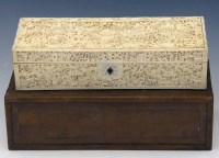 Lot 148 - Cantonese ivory glove box in outer wooden case