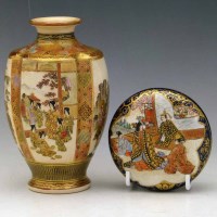 Lot 151 - Satsuma vase (restored) and a Kinkozan style box and cover