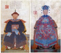 Lot 152 - Two large Chinese Ancestor pictures (2).