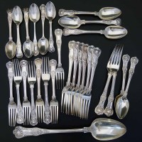 Lot 172 - Quantity of Kings pattern flat ware, silver and